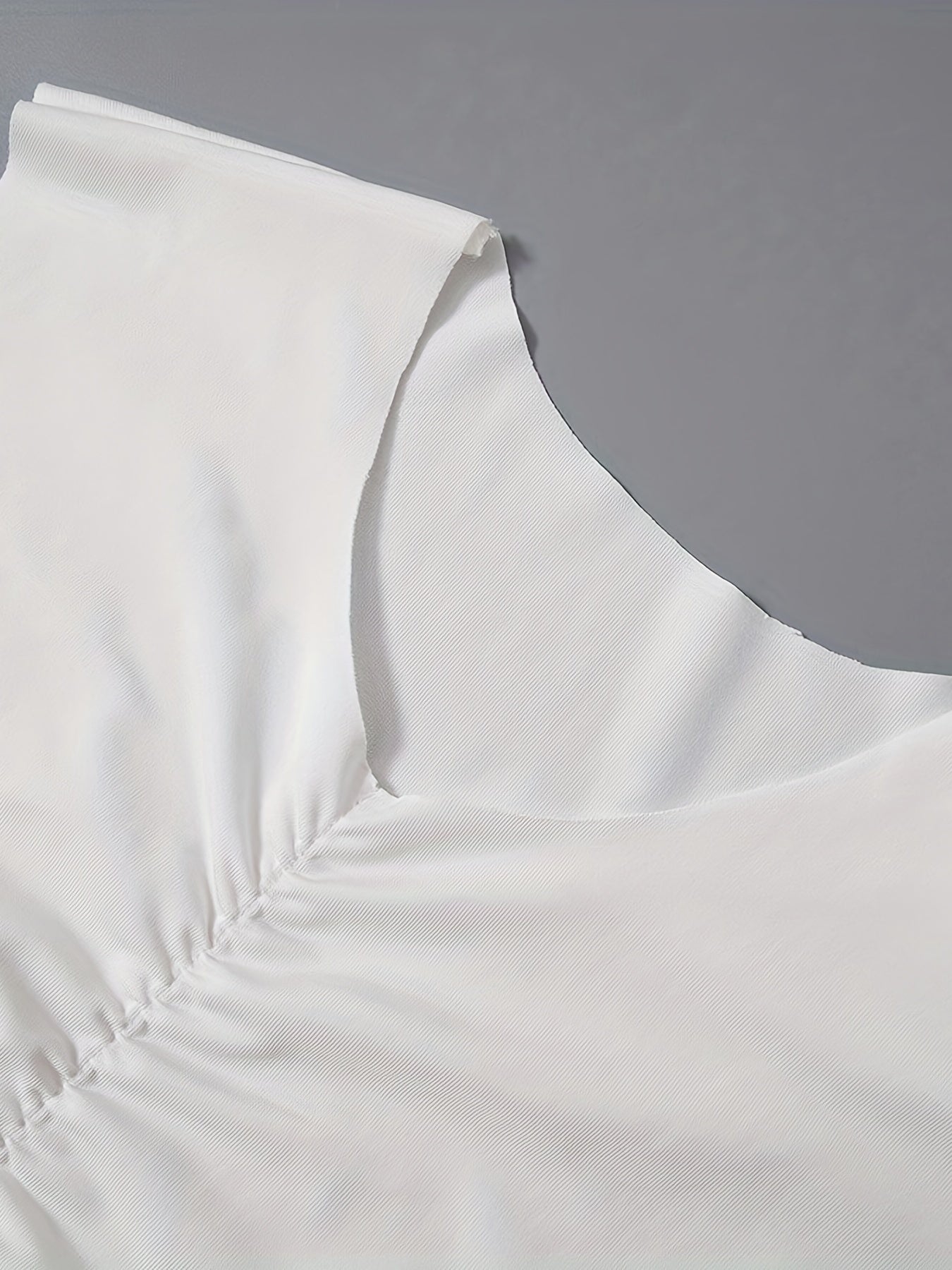 Ruched Crop Tank Top V neck Sleeveless Casual Summer Women's Clothing