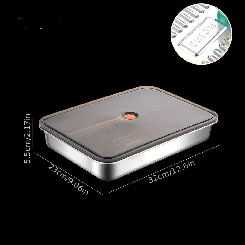 316 Stainless Steel Dumpling Storage Box, Fresh-keeping Square Plate