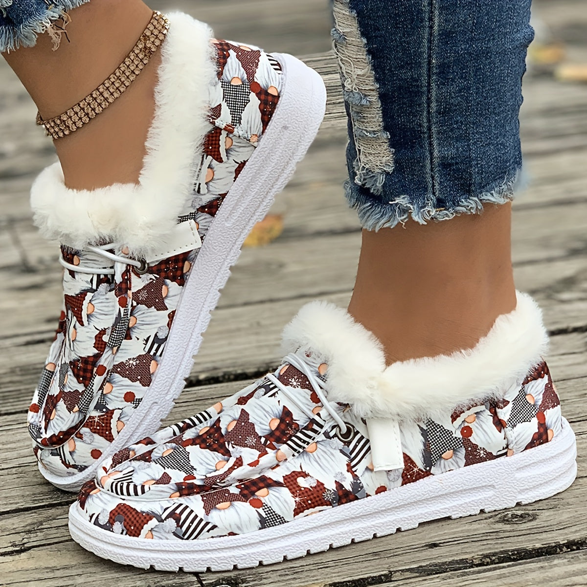 Women's Christmas Snow Boots Plush Comfort Flats