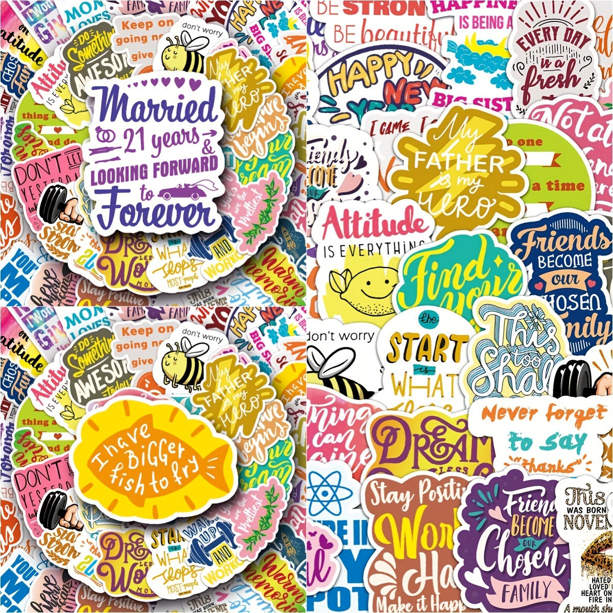50pcs Inspirational Phrase Series Stickers for Phone Laptop Helmet Skateboard