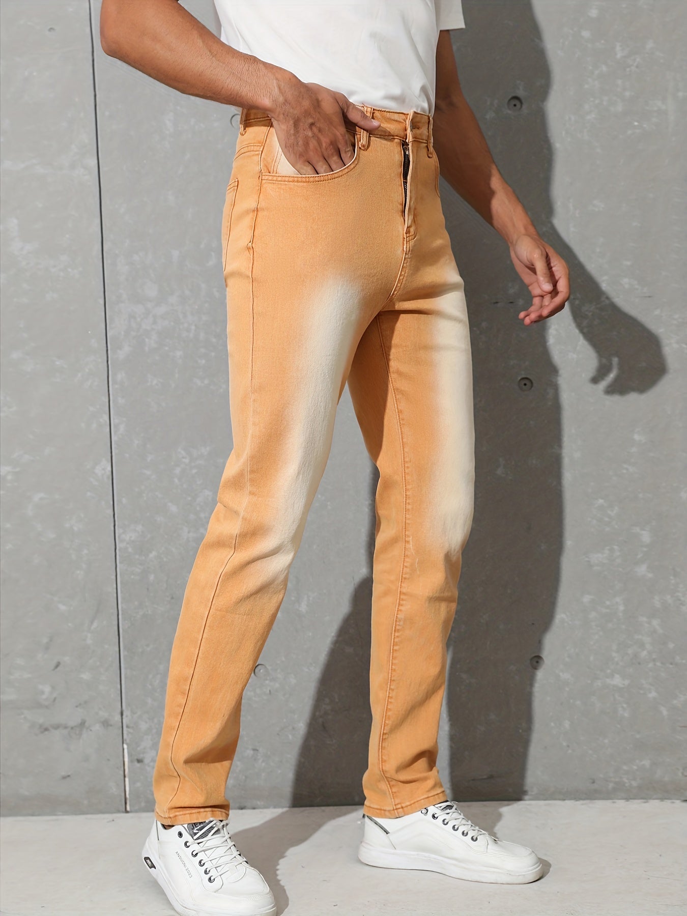Y2k Slim Fit Jeans Mens Distressed Stretch Denim Pants