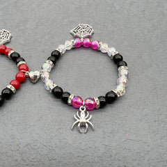 Halloween Magnetic Spider Web Pendant Bracelets Set