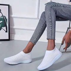 Women's Solid Cor Knitted Sneakers Breathable Slip On Jumping Rope Shoes