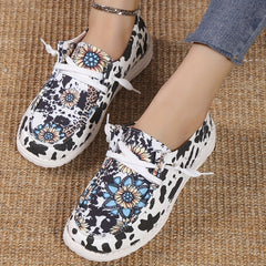 Sunflower & Cow Canvas Lace Up Sneakers