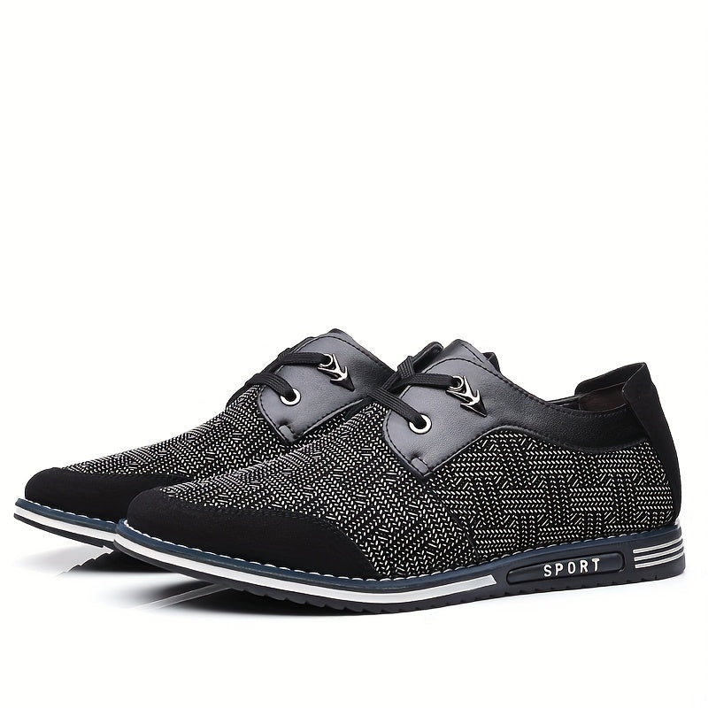 Men's Geometric Pattern Derby Shoes Lace up Front Dress Shoes For Men