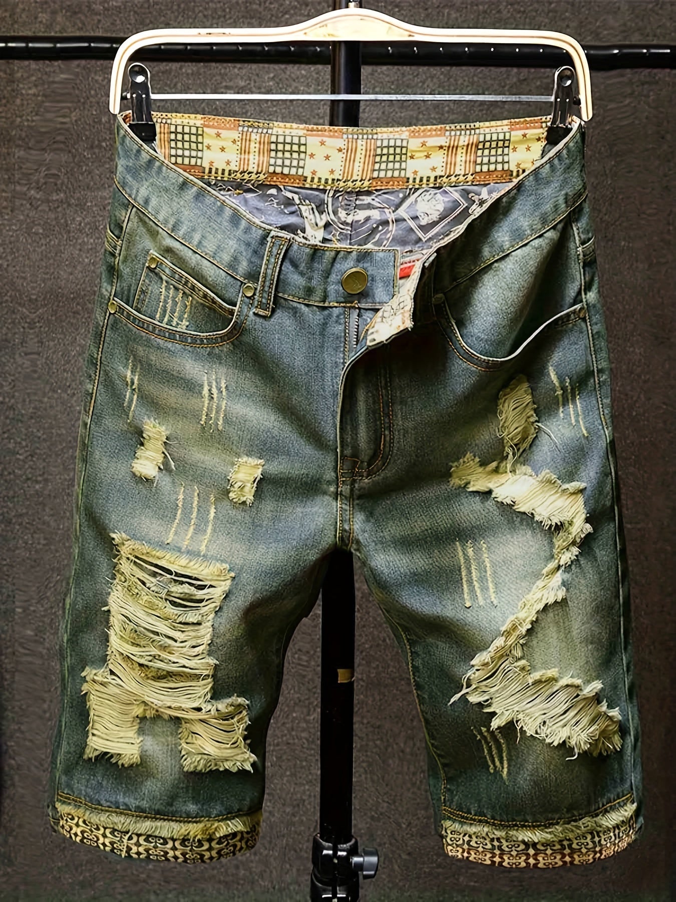 Mens Vintage Ripped Jeans Royal Straight Fit Shorts For Summer