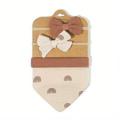 3pcs Bow Headband & Floral Bib Cute Baby Girl Photo Accessories