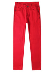 Vintage Slim Fit Red Denim Pants