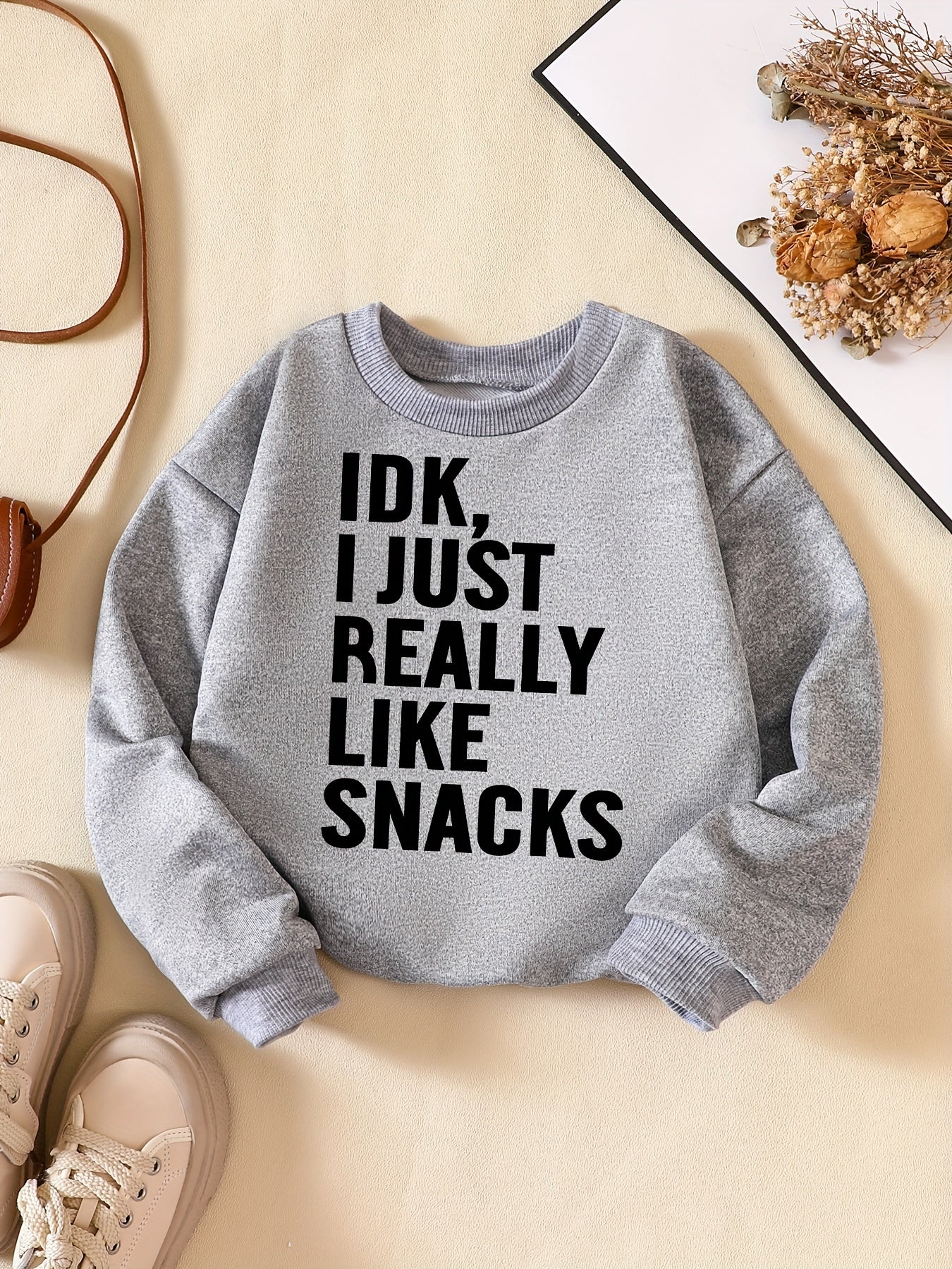 Girls' Snacks Graphic Crew Neck Sweatshirt for Gift Party Holiday