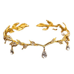 Vintage Crystal Rhinestone Leaf Tiara Crown Headband Hair Accessories