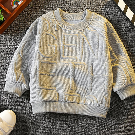 Boys Textured Pullover Crew Neck Sweatshirt
