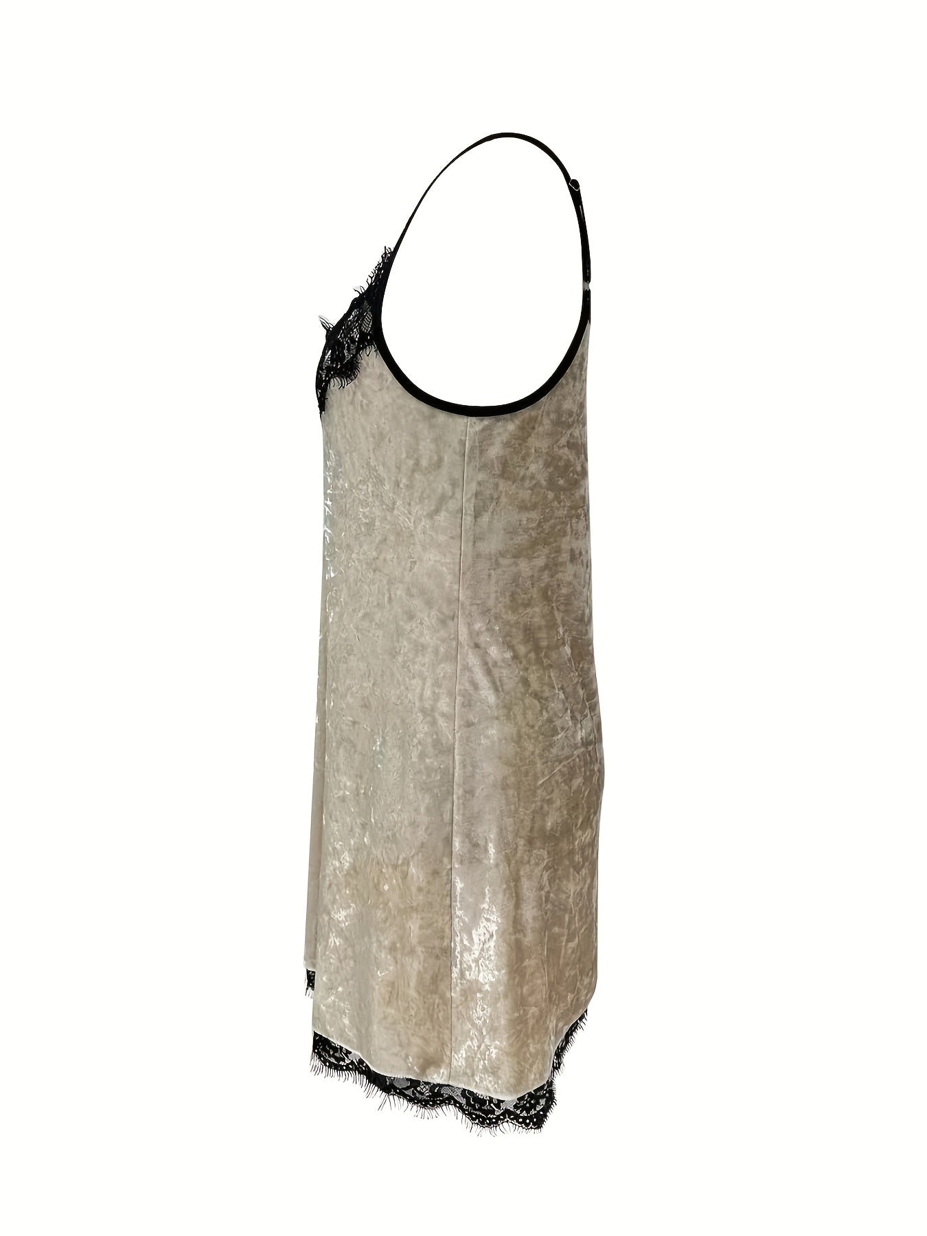 V Neck Velvet Slip Lounge Dress Women's Loungewear