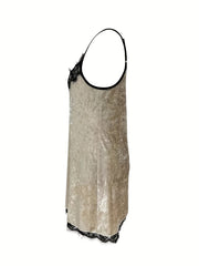 V Neck Velvet Slip Lounge Dress Women's Loungewear