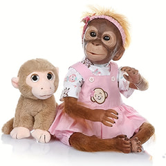 Realistic 21inch Reborn Monkey Doll Soft Silicone Vinyl Newborn Baby Monkey