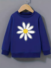 Smart Daisy Flower Pattern Sweatshirt For Girls Round Neck Top