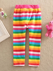 Girls Rainbow Striped Leggings for Autumn and Spring