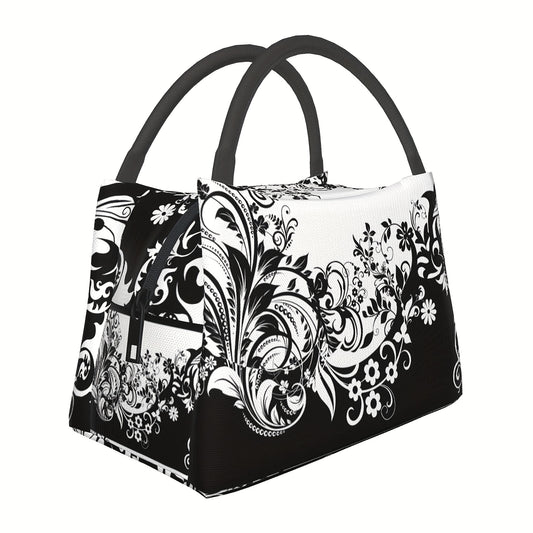 Floral Lunch Bag Reusable Portable Cooler with Watercolor Floral Print