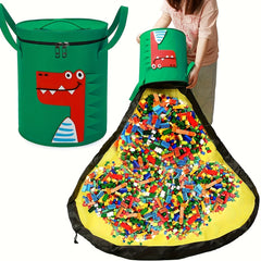 Large Green Felt Storage Bag with Dinosaur Pattern Game Mat