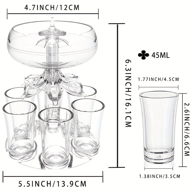 Keepred Shot Glass Dispenser with 6 Glasses Wine Holder for Party