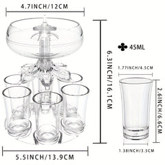 Keepred Shot Glass Dispenser with 6 Glasses Wine Holder for Party