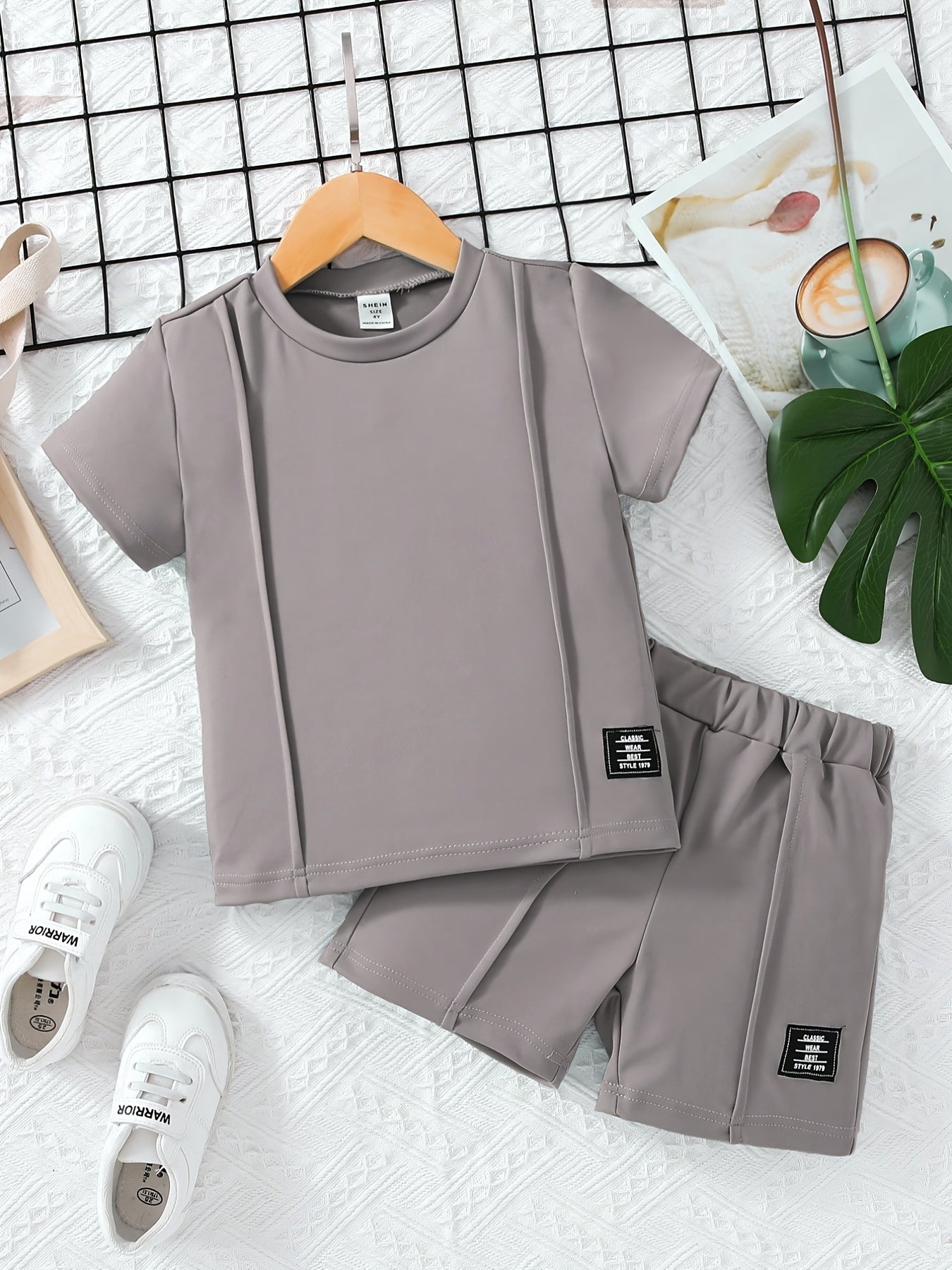 Boy's 2pcs Solid T shirt & Shorts Set Casual Outfits For Summer