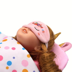 Unicorn Rainbow Sleeping Bag & Eye Mask for Dolls 10-18 Inches