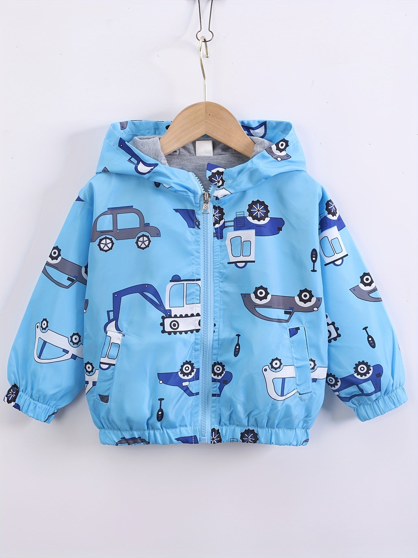 Boys Hooded Dino Zip Jacket Spring Summer Windproof Kids Clothes