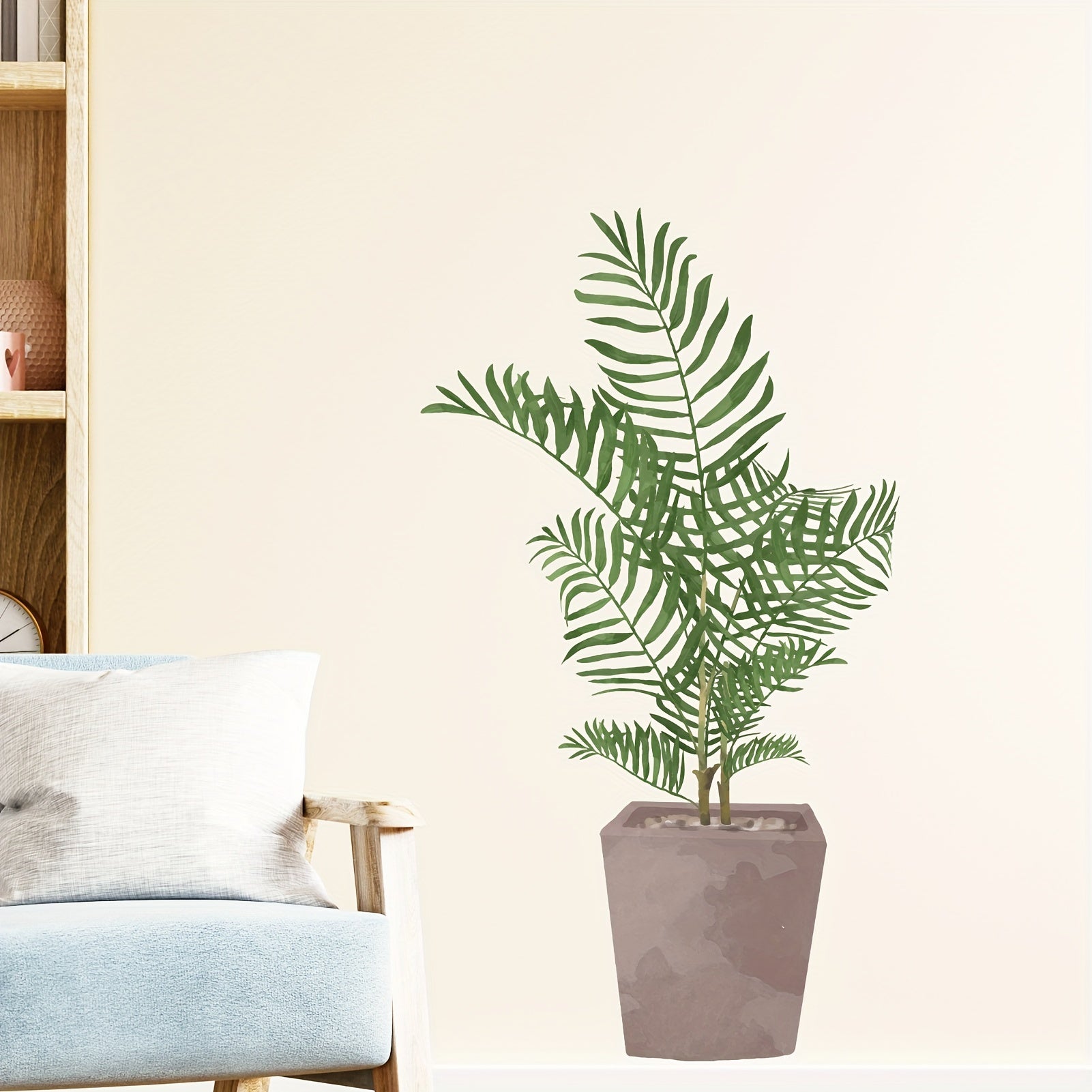 Green Plants Wall Stickers for Bedroom - Natural Leaf Wall Posters Decor