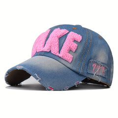 Patch Denim Baseball Cap Distressed Sun Hat Lightweight Adjustable Y2K Dad Hats