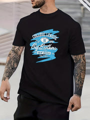 Tropical Retro Letter Print Men's Graphic Crew Neck T shirt