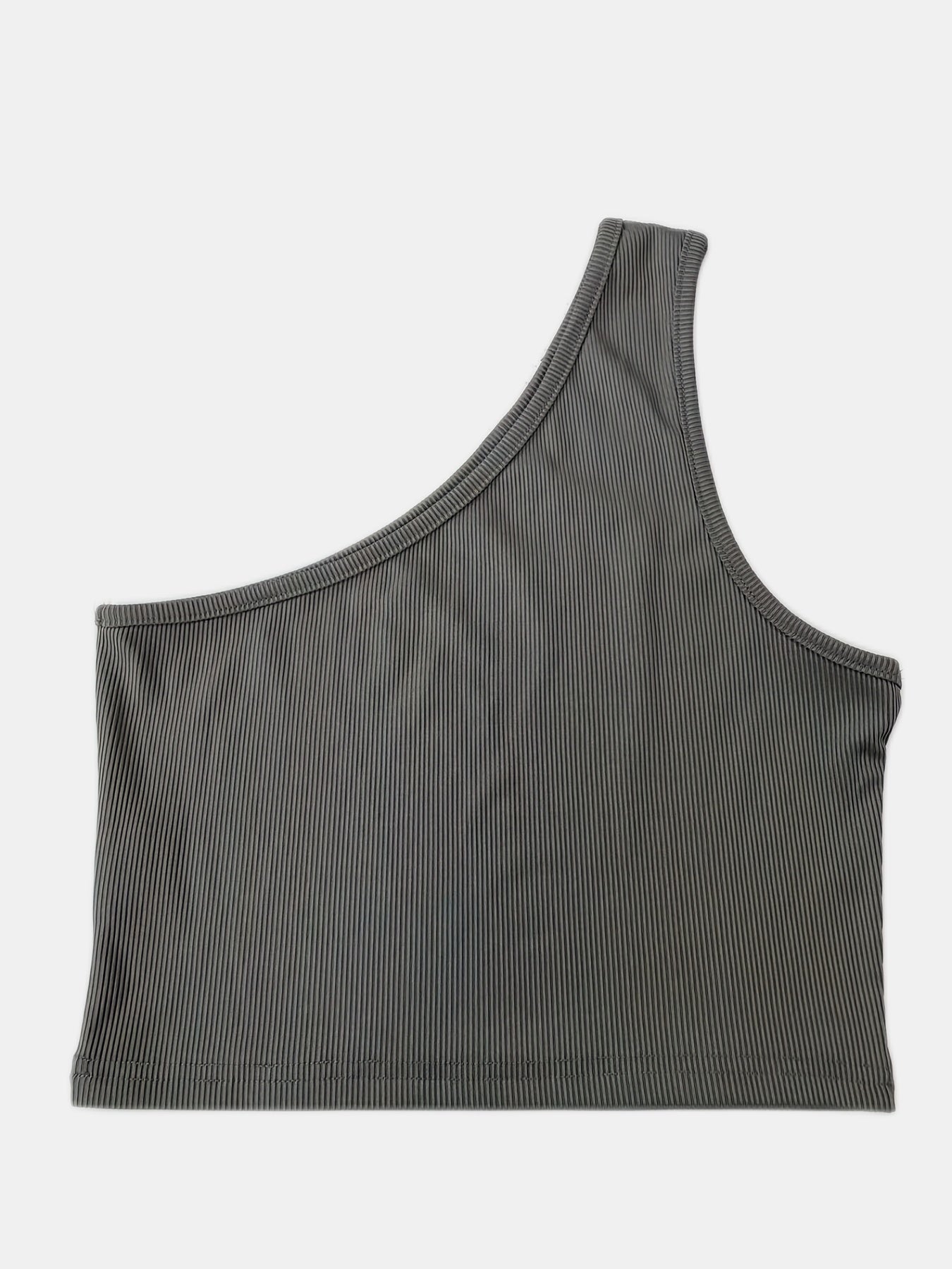 One Shoulder Solid Top Sexy Versatile Summer Slim Sleeveless