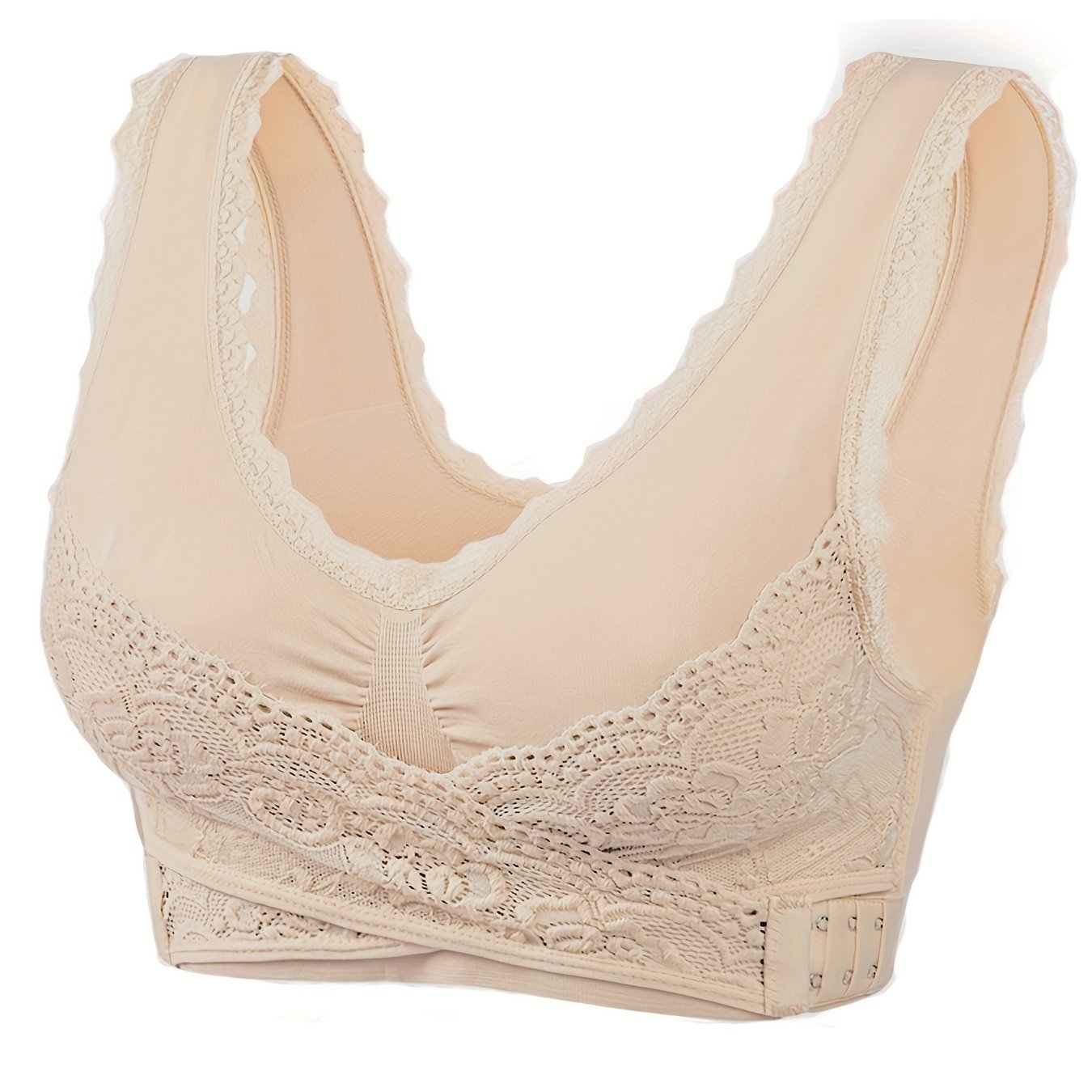 Lace Wireless Sports Bra Criss Cross Side Buckle Tank Bra