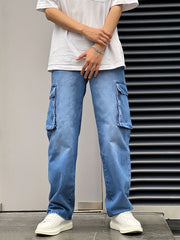 Men's Cotton Cargo Jeans: Street Style Denim Pants
