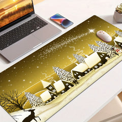 Christmas Dark Yellow Sky Stars Cartoon Mouse Pad
