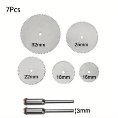 7pcs Stainless Steel Cutting Disc Set with 2 Mandrels for Rotary Tools