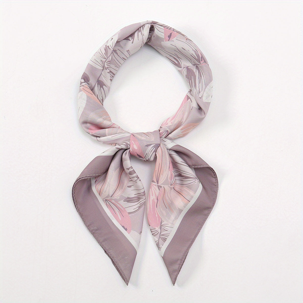 Purple Flower Print Bandana Silk Square Scarf Head Wrap