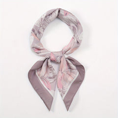 Purple Flower Print Bandana Silk Square Scarf Head Wrap