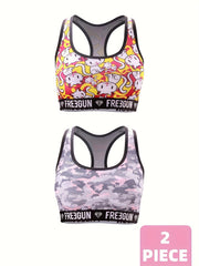 2pcs Letter Print Sports Bras for Women