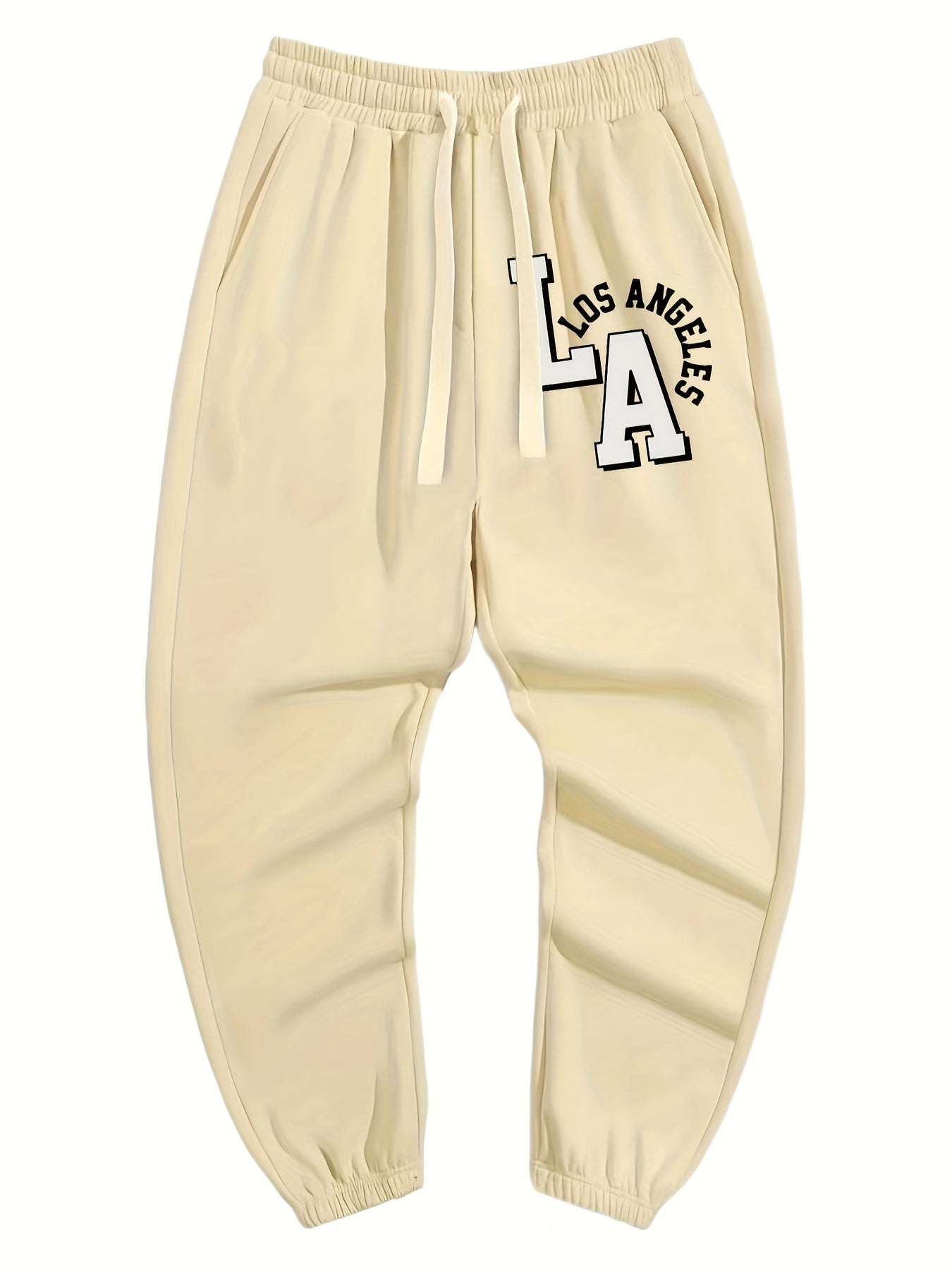 Men's Letter Print Joggers Casual Loose Fit High Stretch Waist Pants