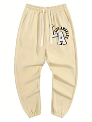 Men's Letter Print Joggers Casual Loose Fit High Stretch Waist Pants
