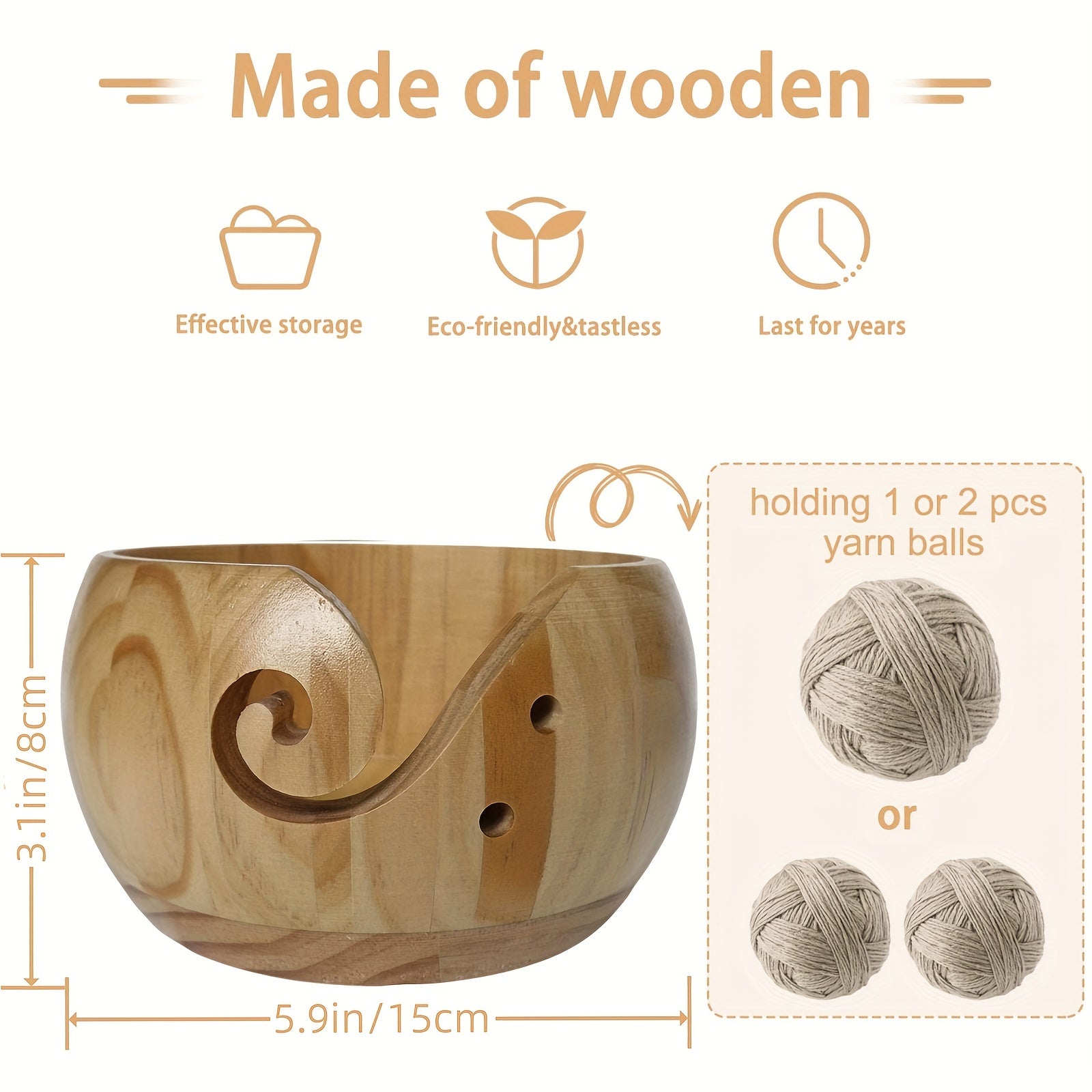 Wooden Yarn Storage Bowl Knitting Organizer Crochet Kit Mother's Gift