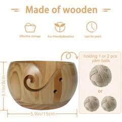 Wooden Yarn Storage Bowl Knitting Organizer Crochet Kit Mother's Gift