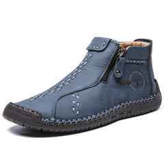 Men's Stitched Zipper Decor Boots Wear resistant Non Slip Outdoor Casual
