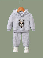 Anime Pattern Hooded Sweatshirt Girls Hoodies & Sweatpants