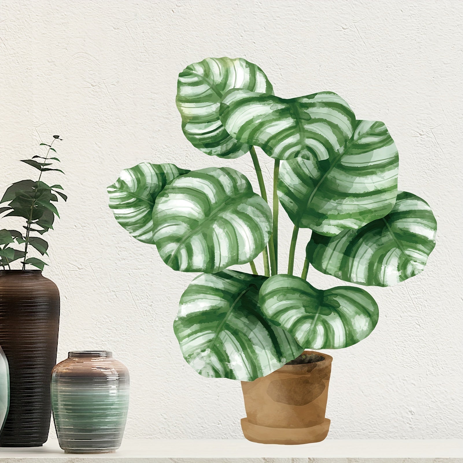 Potted Green Plants Wall Stickers Leaves Wall Posters Decorations