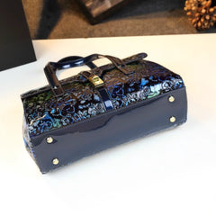 Hand Painted Floral Crossbody Bag with Golden Tone Hardware