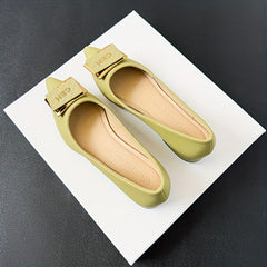 Metallic Decor Flat Shoes Slip On Point Toe Low Shallow Mouth Soft Shoes