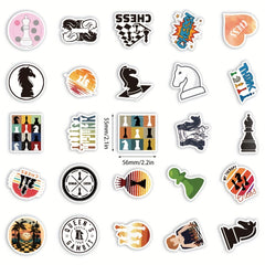 60 Pcs Chess Game Sticker Vinyl Waterproof Stickers for Laptop Bumper