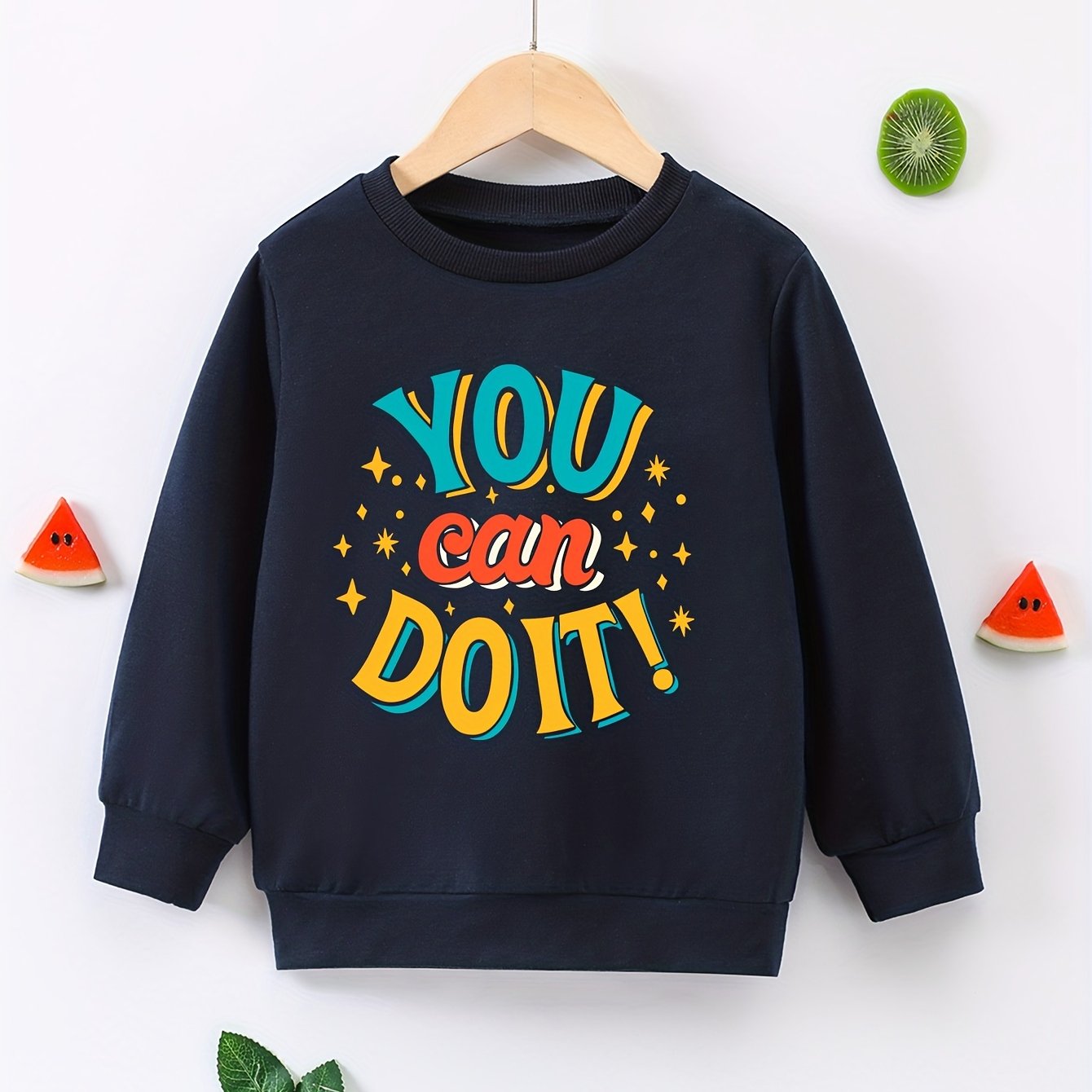 Boys Casual Creative Pullover Sweatshirt Long Sleeve Crew Neck Tops