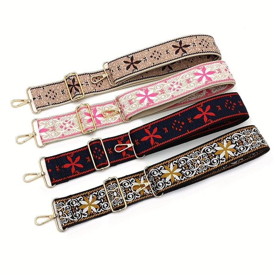 Retro Flower Pattern Bag Strap Replacement Adjustable Shoulder Bag Strap